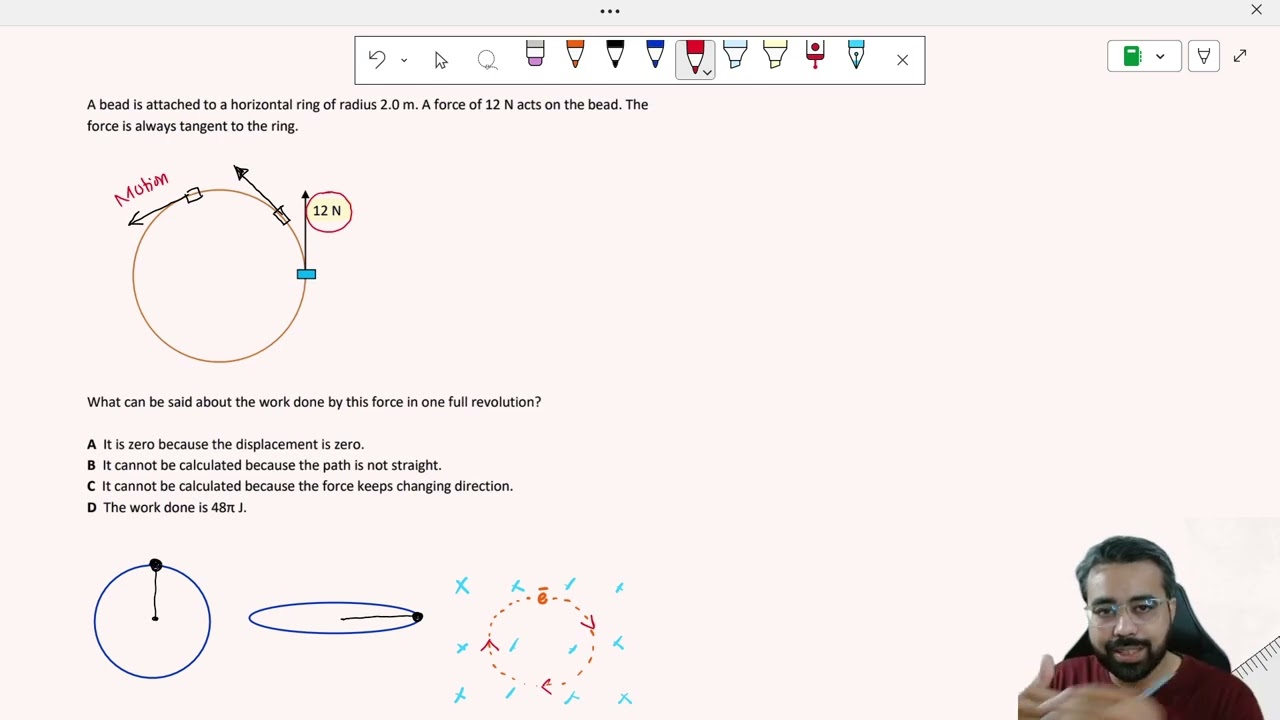 Work done by Force along Tangent in circular Path I IB Physics Unit A.3 Exam style quest