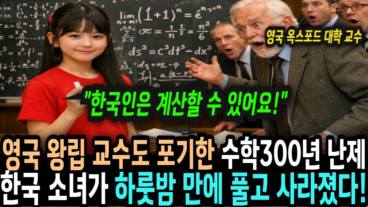 옥스포드대학 왕립교수도 삼백 년을 풀지 못한 수학난제, 몰래 풀고 사라진 한국인 청소부 소녀 한국을 무시하던 영국 교수에게 참교육