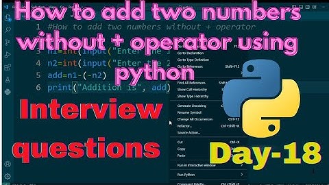 How to Add two numbers numbers without + operator using python|| Python interview questions
