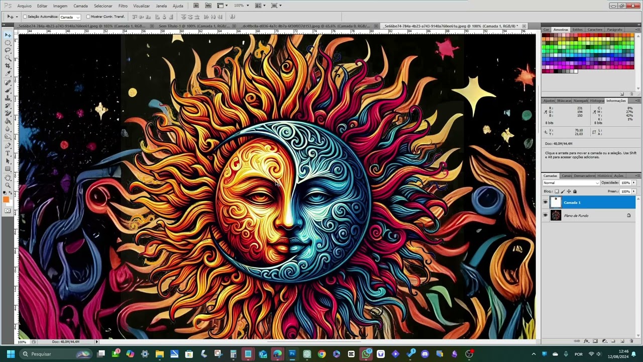 Criação da Estampa "Dualidade Cósmica" PsyWear