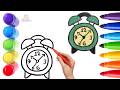 How To Draw cute Clock Drawing, Painting &amp; Coloring For Kids and Toddlers_ Child Art 🐋🌈🎨