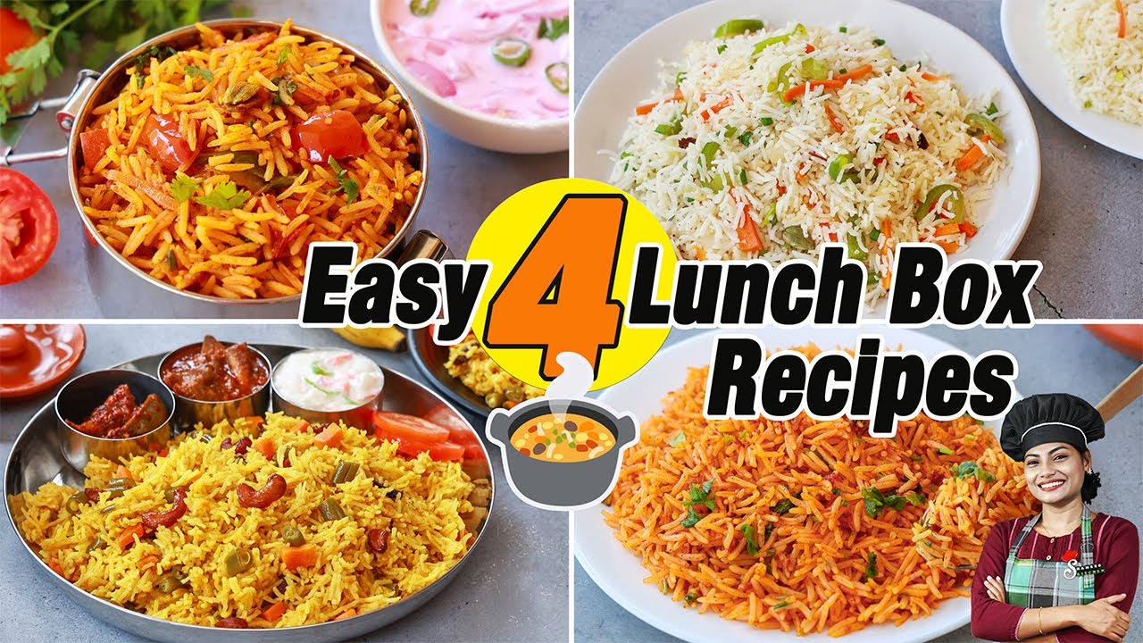 Shpe Rice എന്തെളുപ്പം! ജോലി ഈസി 4 Variety Rice Recipes | Easy Lunch Box Recipes ...