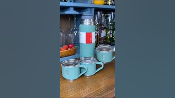 Beautiful Latest Steel Vacuum Flask Set with 3 Steel Cups Combo - 500ml #gift #mug #Bottle