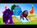 Paint Animals Yak Bison T-rex Herbivores Cow African elephant Fountain Crossing Animal Cartoon