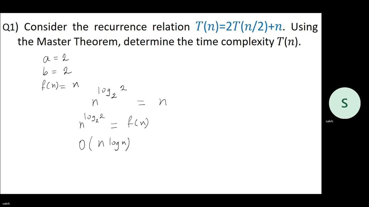 Using Master Method, find the time complexity of each of the following ...