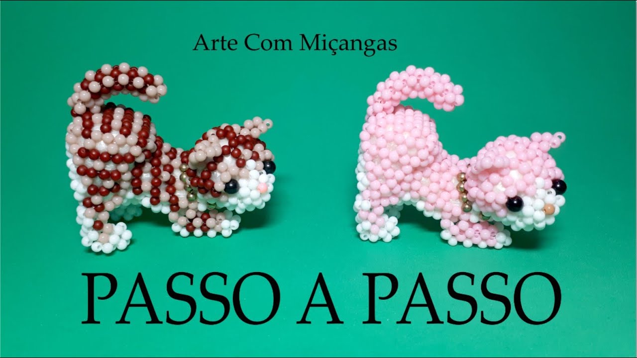 Parte 5- Gato espreguiçando de miçangas passo a passo