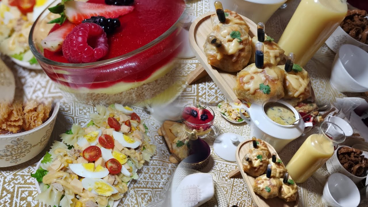 شربة مع تحلية سريعة وسلطة مع مملحات أفكار لمائدة رمضانية سريعة وسهلة بدون تعقيدات 