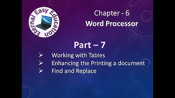 TN +1 Computer Application(chapter -6 Word Processor) Part 7 Tables, Print a document, Find&replace