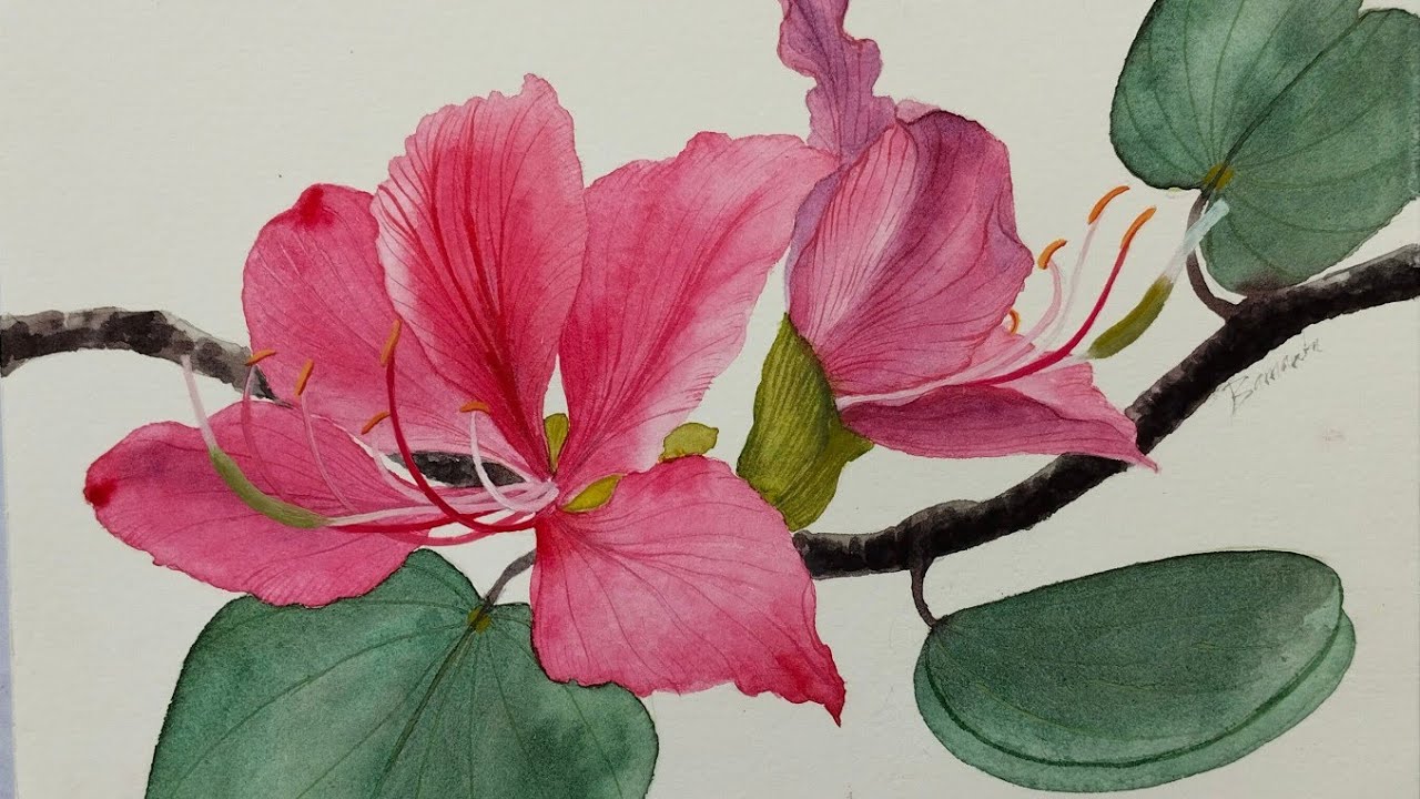 Easy way to paint flower in watercolour/Beautiful flower painting ...