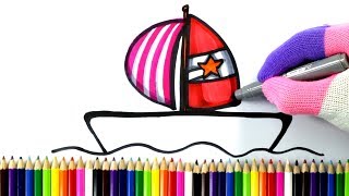 How to Draw a Sailboat Coloring Pages for Kids | Drawing and Coloring Step by Step | Art4Kids