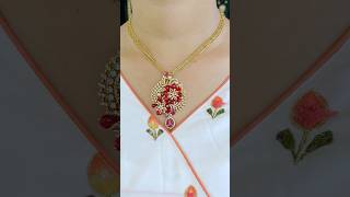 ✨ Elegant Floral Pendant Set ✨Purple &amp; Ruby stone floral design with rich Antique finish