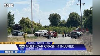 4 people injured in 4-car crash in Tehama County