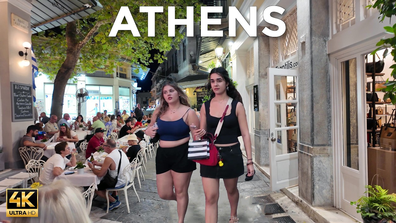 Night Vibes in Athens 🇬🇷 | Exploring the City on Foot | Greece Walk Tour 4K 60fps