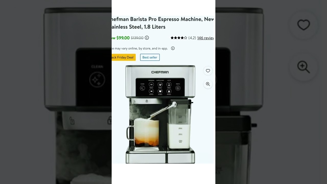Chefman Barista Pro Espresso Machine, New, Stainless Steel, 1.8