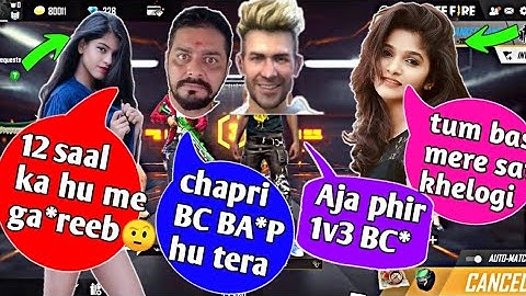 🤩2 Random HOT Girl Call me noob and I challenge for room 1v3 Garena Free fire | noob prank part 7