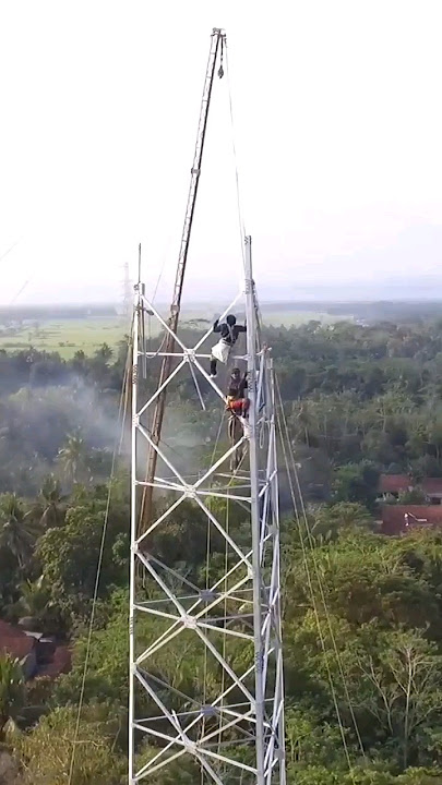 Proses pembangunan tower bts | Purwodadi Kuwarasan #shorts #feedshorts #drone