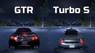 Nissan GTR vs Porsche 911 Turbo S - Need for Speed Carbon (Drag Race)