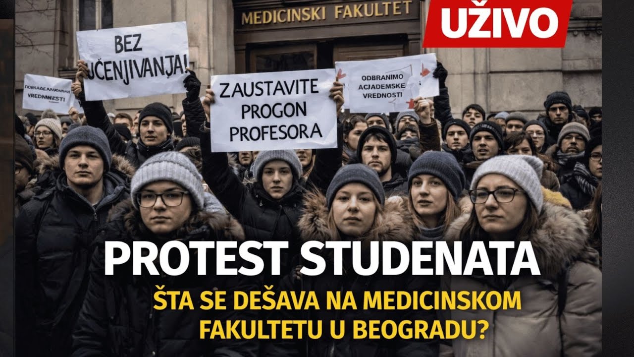 UŽIVO Gužva ispred Medicinskog fakulteta - skup podrške proganjanim profesorima, studenti iznose...