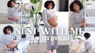 NEST WITH ME FOR BABY|*36 WEEKS PREGNANT*👼🏽❣️Building My Bedside Bassinet,Baby Swing &amp;Bedside Cart🫧🥹