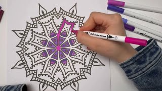 ASMR | Mandala colouring with ohuhu markers  Marker sound (no talking,no music)