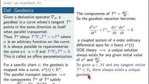 Manifolds (12 B) Curvature and Geodesics Example of geodesics on a sphere