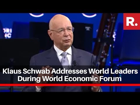 Klaus Schwab Addresses World Leaders During World Economic Forum In Davos