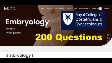 MasterMRCOG - Embryology 192 SBA questions for MRCOG part 1 2023