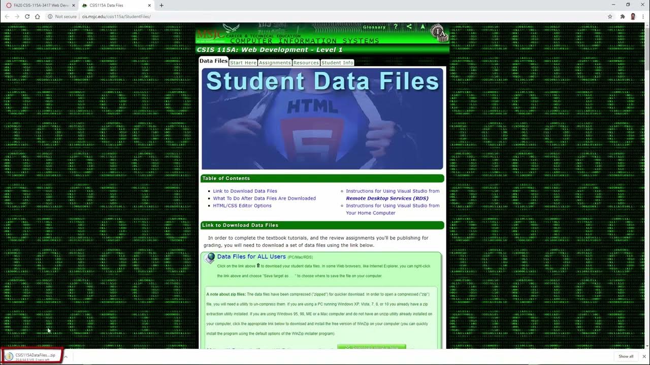Accessing the student data files youtube