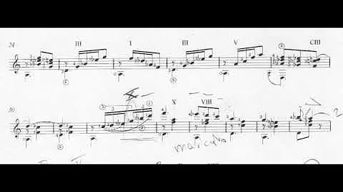 William Walton - Five Bagatelles for Guitar (Score video)