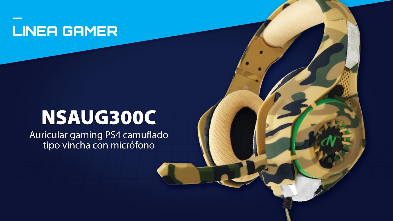 Nisuta - Auricular gaming PS4 camuflado vincha con microfono hurricane