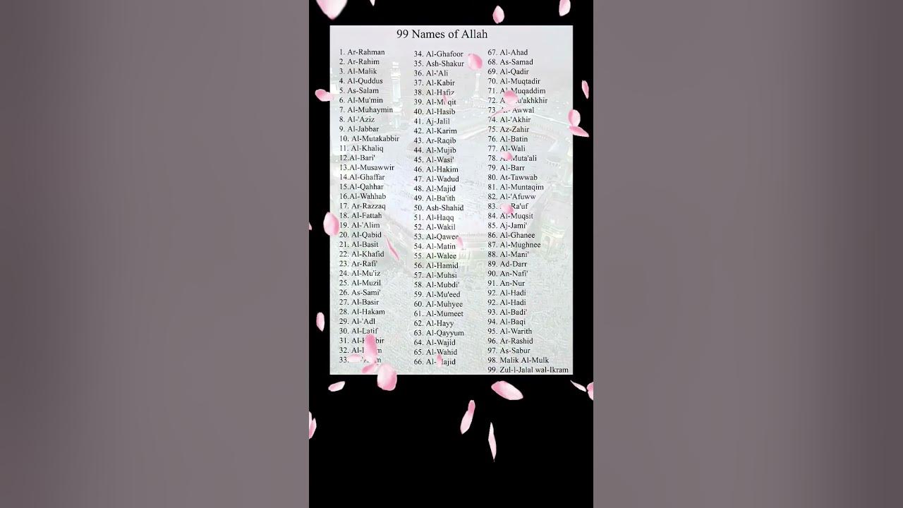 Allah K 99 Names Names Of Allah Subhanallah
