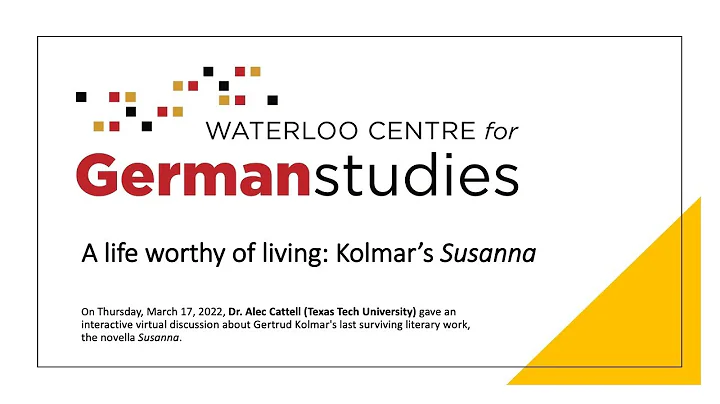 A life worthy of living: Kolmar's Susanna with Alec Cattell