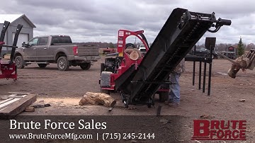 Brute Force Firewood Processor With Standard Pivoting Conveyor