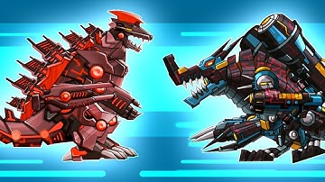 DINO ROBOT 02: T-REX vs GODZILLA , TRICERATOPS | DINO KING 211105