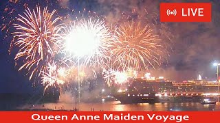 SHIPS TV  LIVE Cunard Queen Anne (With Fireworks) Maiden Voyage Port of Southampton