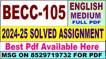 BECC 105 solved assignment 2024-25 || becc 105 solved assignment 2025 in English || ignou becc105
