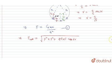 Three particles, each of the mass `m` are situated at the vertices of an equilateral triangle of...