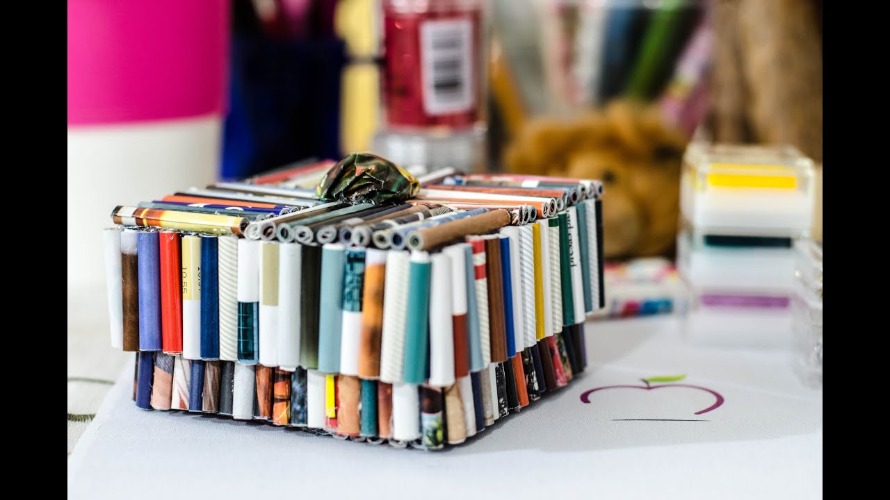 tutorial: como hacer una caja con tapa reciclando revistas fácil DIY manualidades con papel corrugado