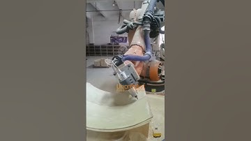 Industrial robot processing on irregular wood