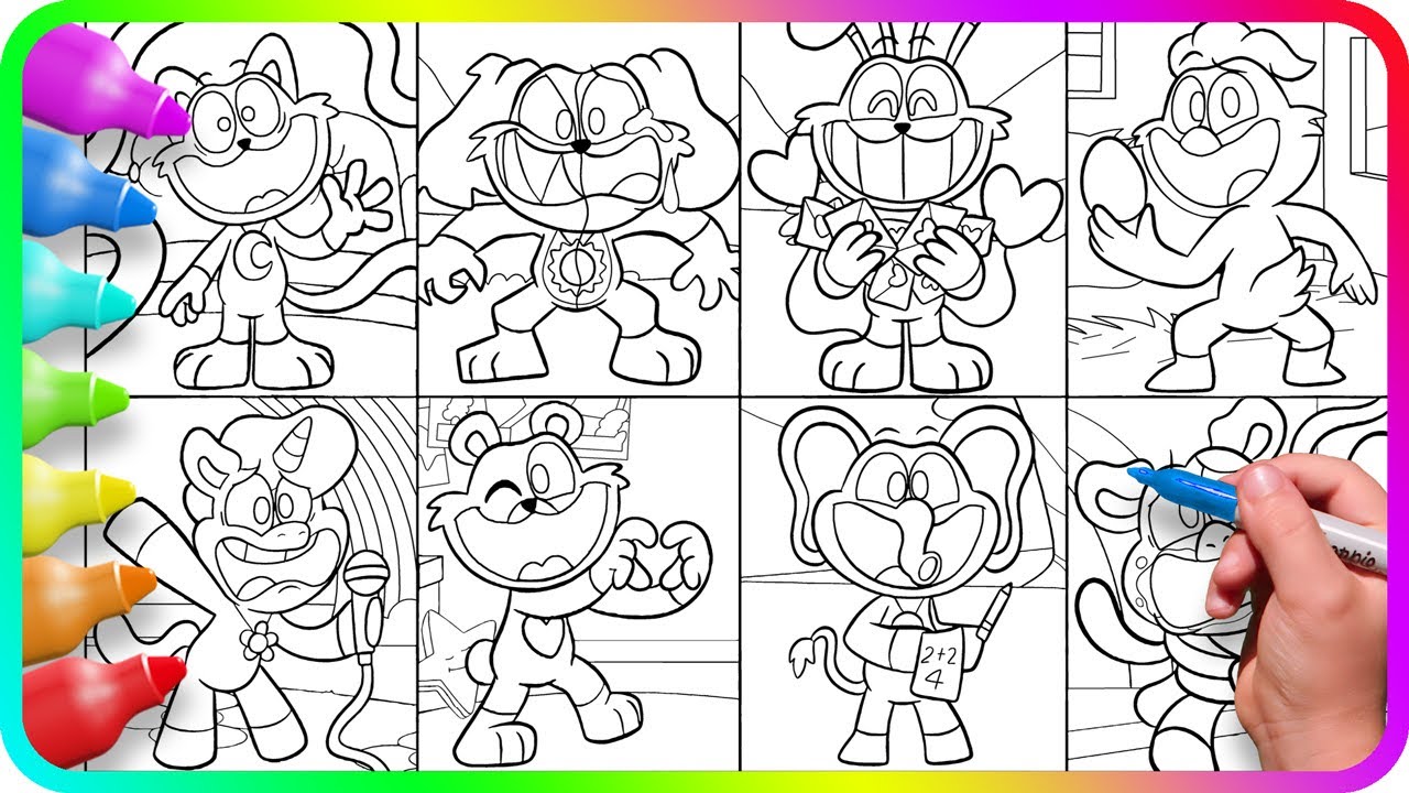 Coloring Pages SMILING CRITTERS - Cardboard. Satisfying Coloring Poppy Playtime Chapter 3 characters