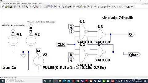 LTspice simulation of SR, D and JK Flip-flops-nand gates