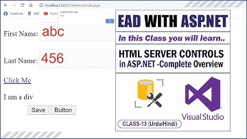 HTML Server Controls in asp.net | html server controls in C#.NET | Ch#02 | Urdu/Hindi | Class 13