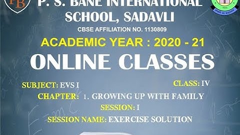 CLASS - 4TH , SUBJECT - EVS I, CHAPTER - 1 (GROWING UP WITH FAMILY) , SESSION – 1(EXERCISE SOLUTION)