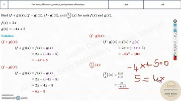 G10Adv 7 Find sums, differences, products, and quotients of functions