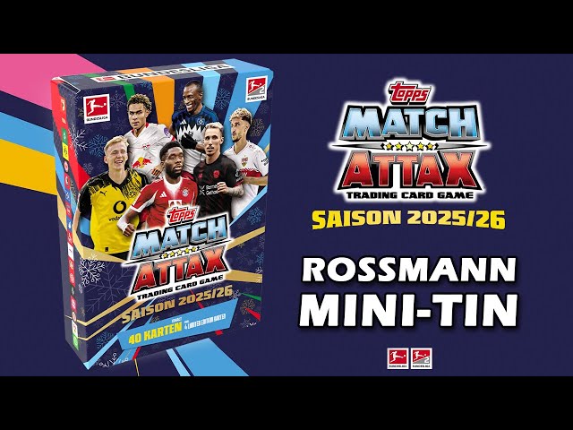 Topps Match Attax Bundesliga 2025/2026 – Mini Lata Con 39 Tarjetas + 3 Exclusivas De Tinta | 1 De 3 Diseños Aleatorios – Regalo Para Coleccionistas