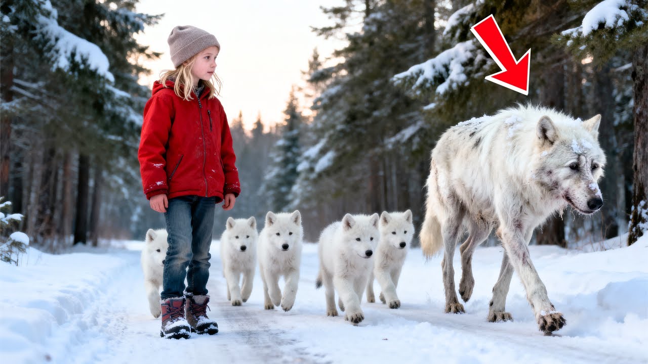 “Come With Me…” She Said — After Seeing the Exhausted Wolf With Pups Alone in the Blizzard