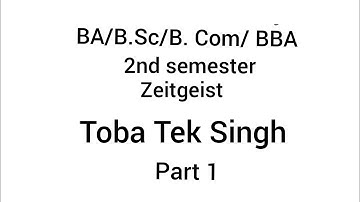 calicut University |zeitgeist |TOBA TEK SINGH| chapter summary |