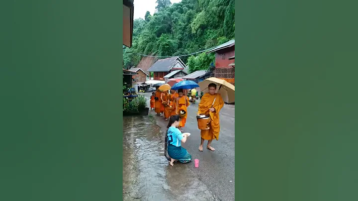 Monk Novice kids Alms in Laos - DayDayNews