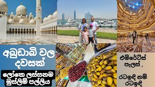 අබුඩාබි වල ලස්සන,රට ඉඳි මාකට්, එමිරේට්ස් පැලස් එක වගේම ඇස් අදහන්න බැරි තරම් ලස්සන මුස්ලිම් පල්ලිය.