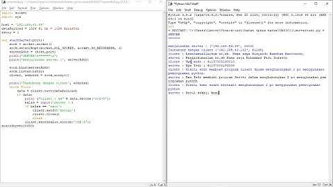 Video menghubungkan 2 pc dengan konsep client-server menggunakan pemrograman python
